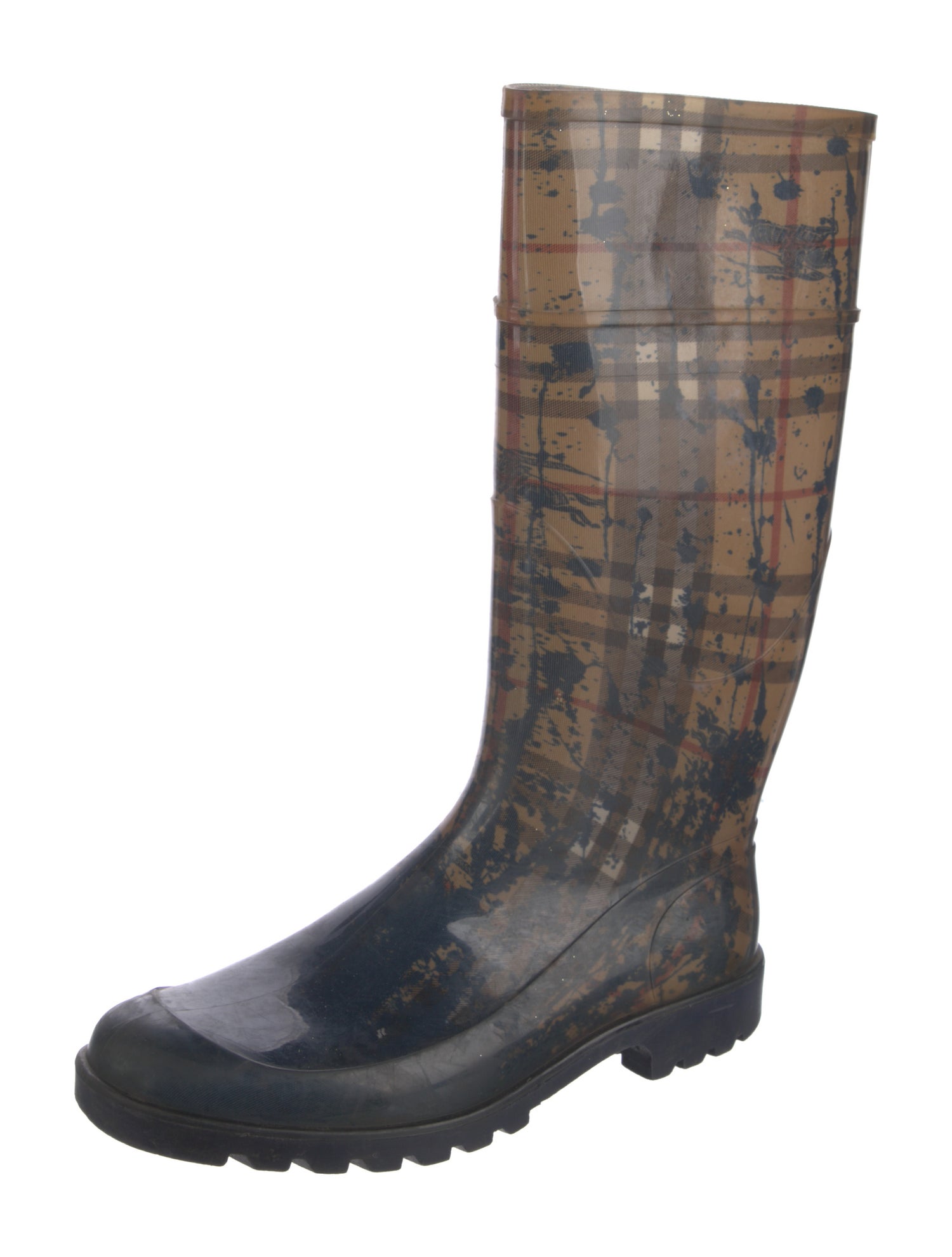 Burberry Haymarket Check Pattern Rubber Rain Boots